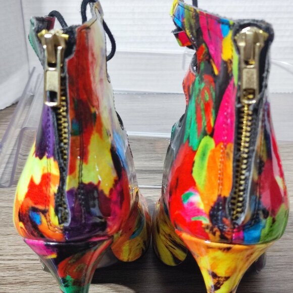 Steve Madden Cythiaa Peep-Toe Heels women's size 8 multi-colour rainbow Lace Up - Picture 7 of 12